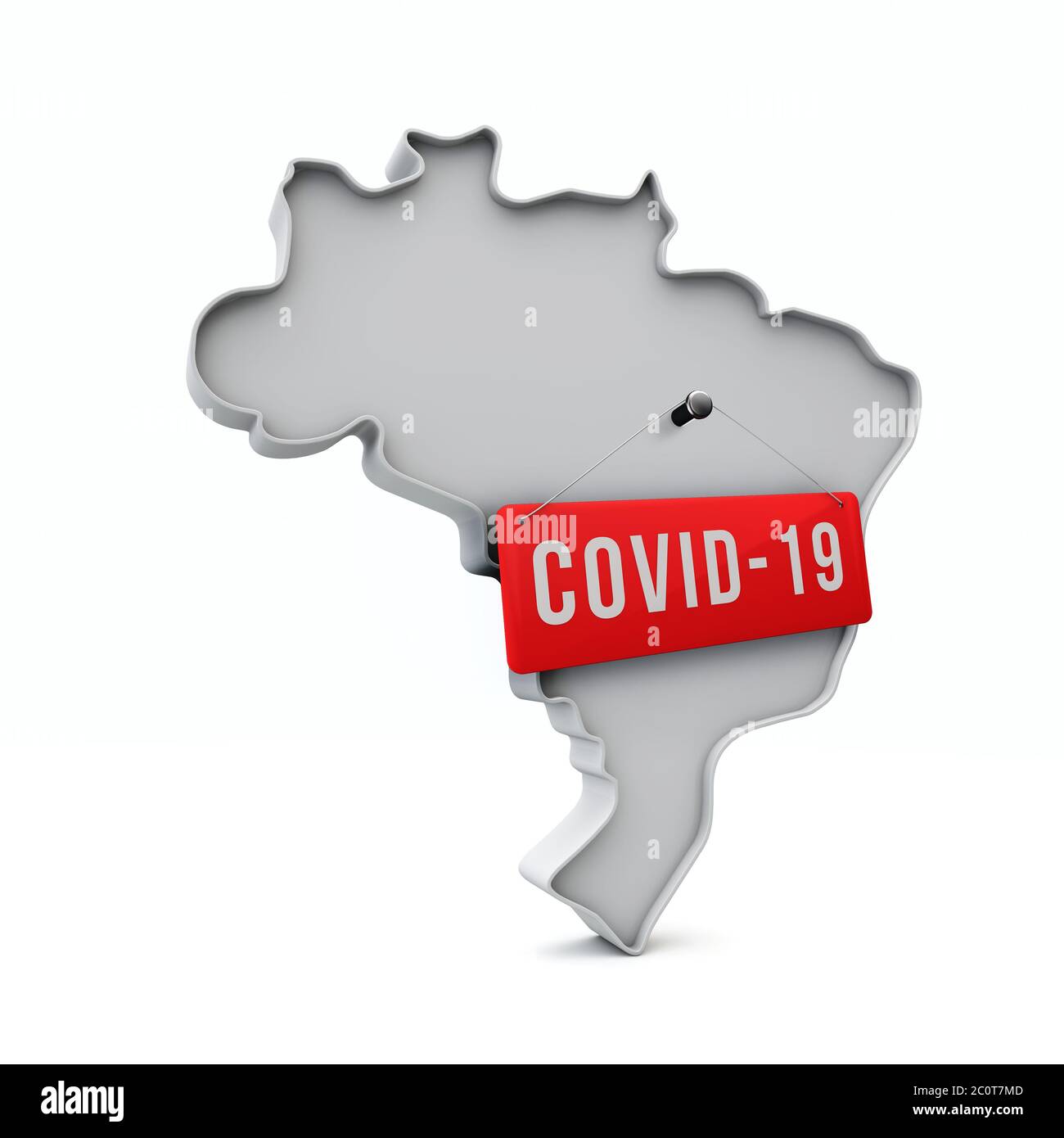 Brésil carte 3D simple avec label rouge Covid-19 rendu 3D Photo Stock -  Alamy