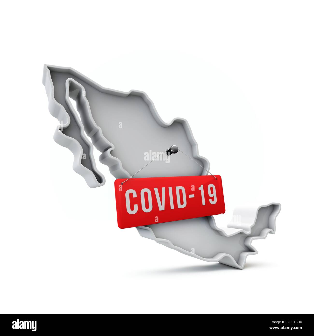 Carte 3D simple du Mexique avec rendu 3D label rouge Covid-19 Photo Stock -  Alamy
