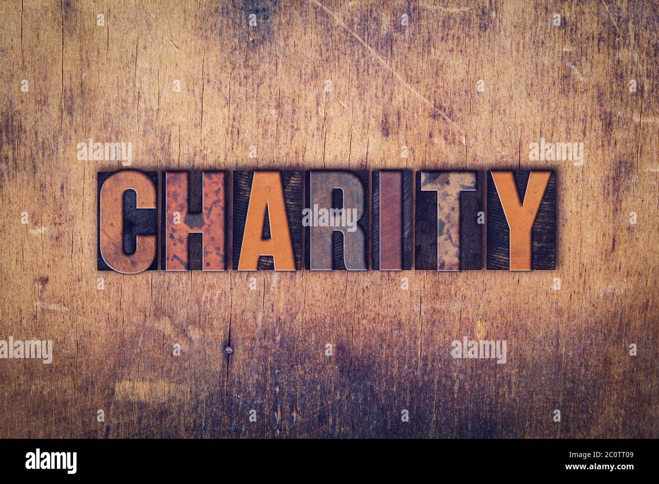 Concept de charité Type de typographie en bois Banque D'Images