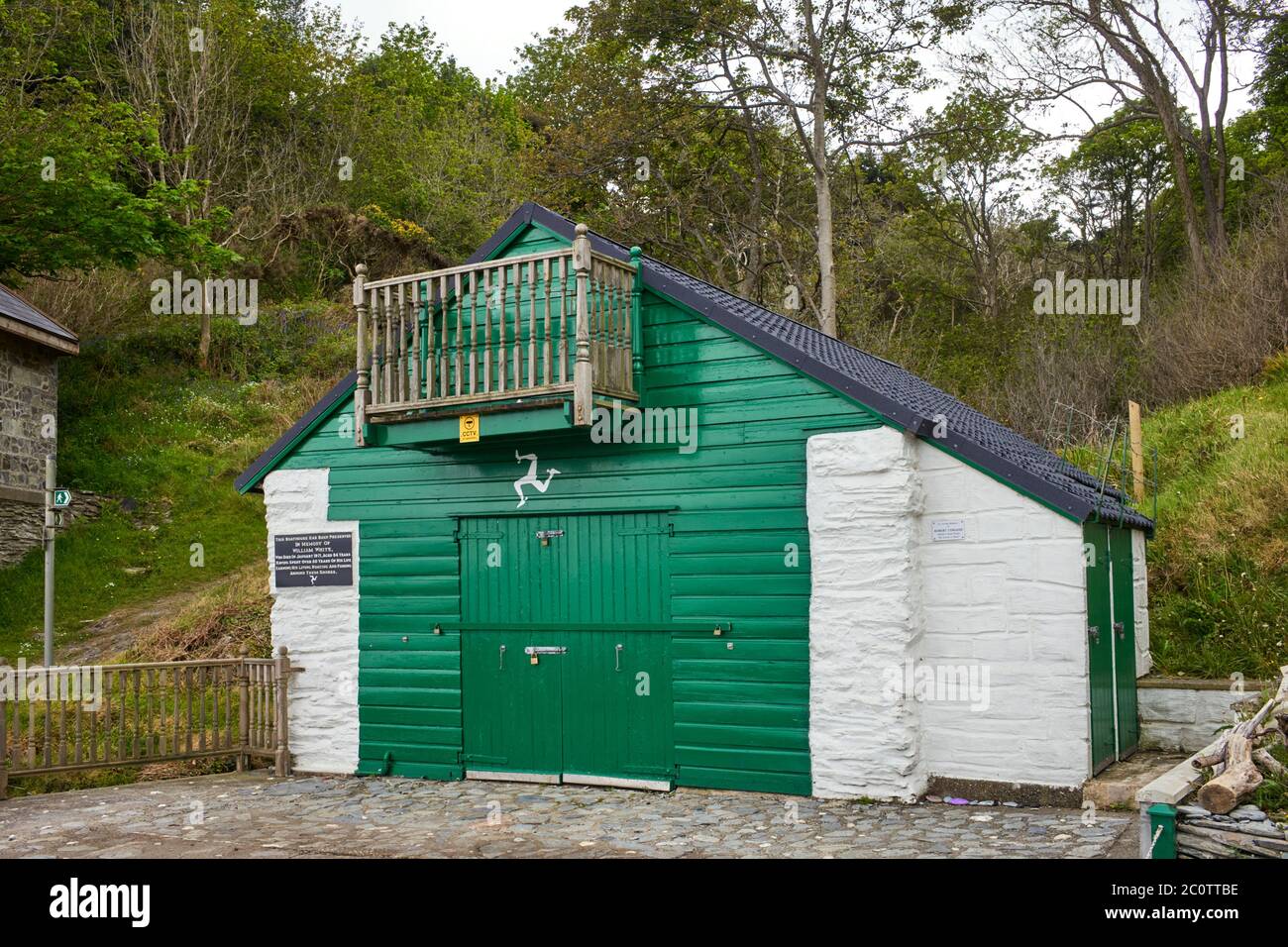 Boathouse à Garwick Bay, Baldrine, île de Man Banque D'Images