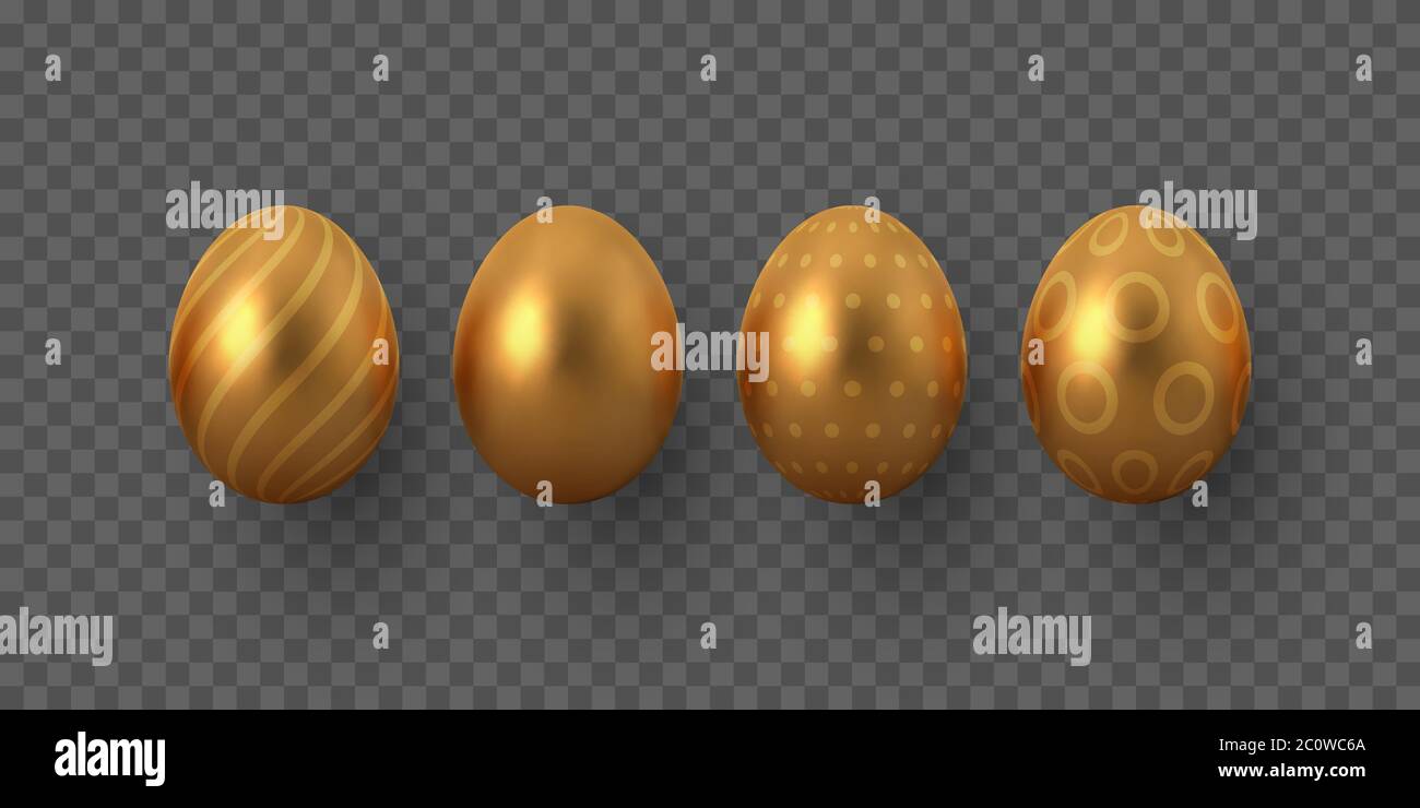 Œufs de Pâques dorés vectoriels avec motif géométrique. Illustration de Vecteur