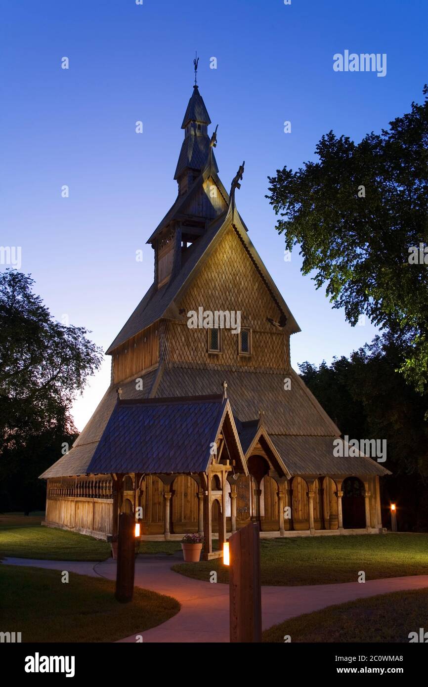 Hopperstad Stave Church au centre Hjemkomst, Ville Moorhead, Minnesota, États-Unis Banque D'Images