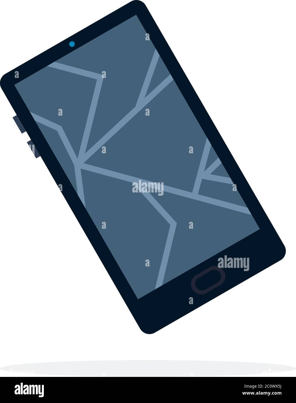 Écran de téléphone cassé, vecteur plat isolé Illustration de Vecteur