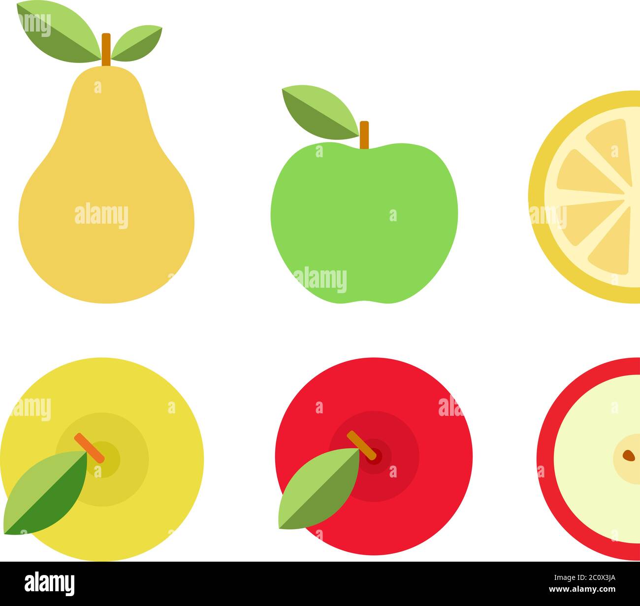 Fruits colorés et leurs pièces vecteur icône plate isolée Illustration de Vecteur