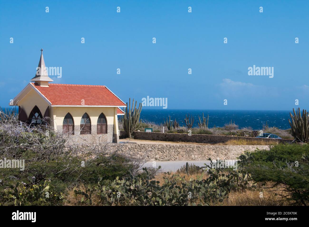 Chapelle Alto Vista par une journée ensoleillée, Aruba Banque D'Images