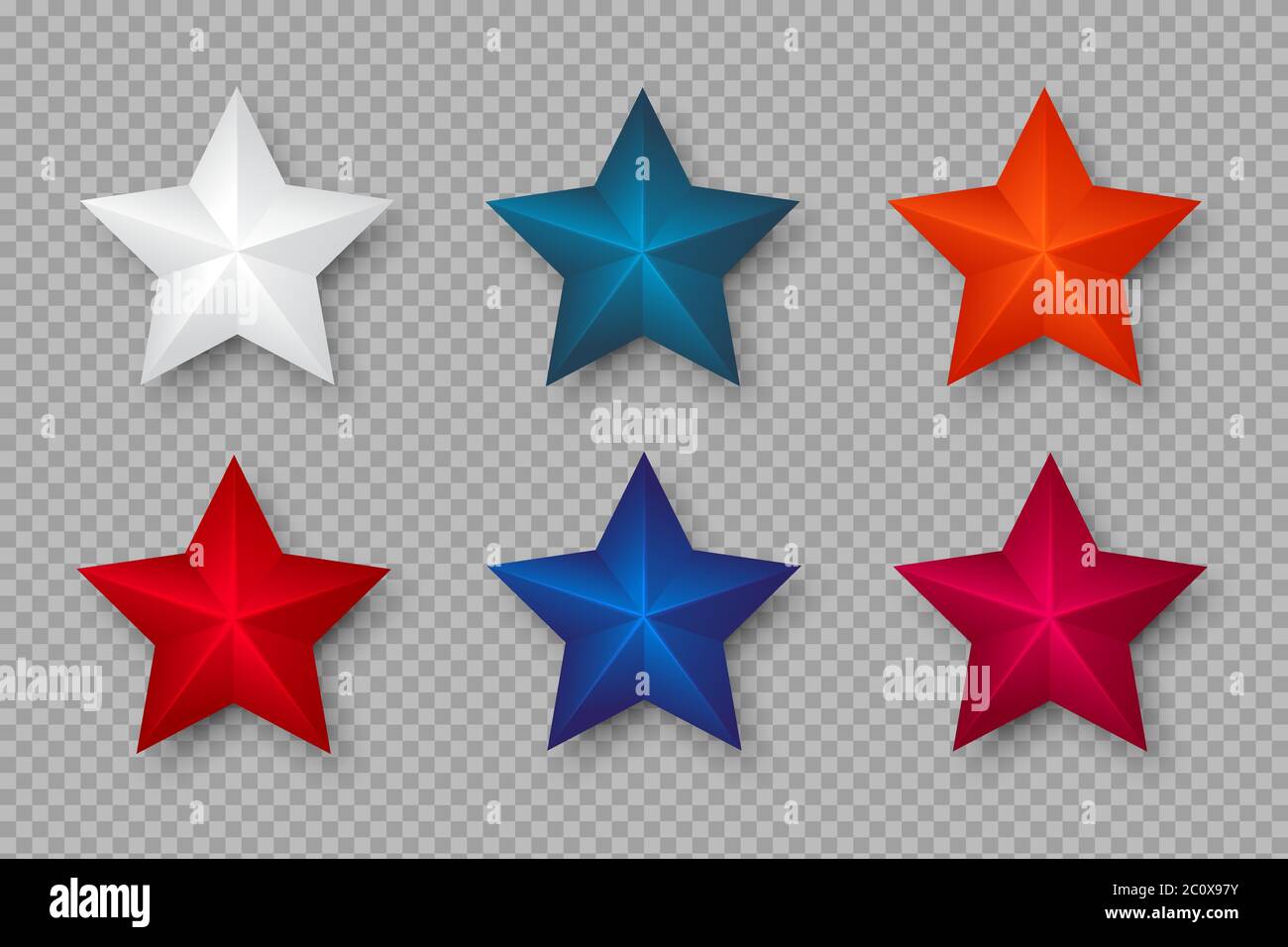 Ensemble d'étoiles 3d aux couleurs des Etats-Unis. Illustration de Vecteur