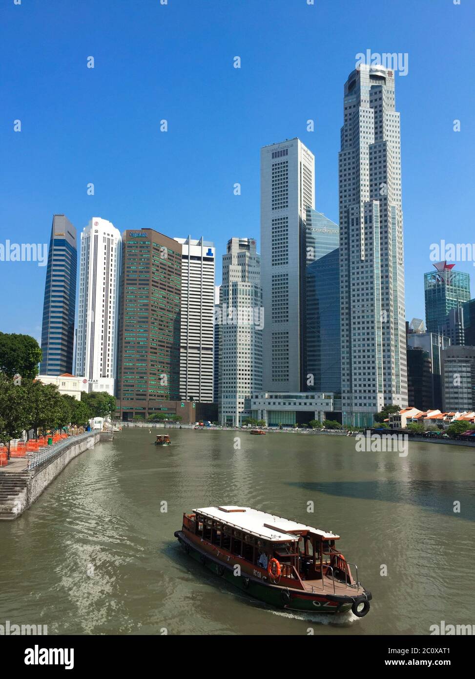 Vue sur Singapour depuis Boat Quay. Singapour Banque D'Images