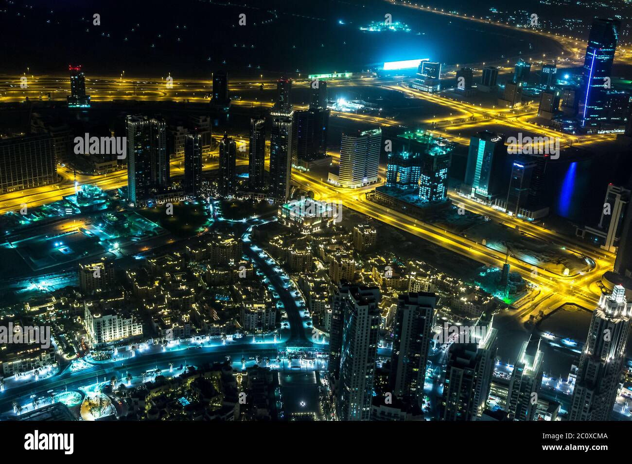 Adresse l'hôtel de nuit dans le centre de Dubaï surplombe le Banque D'Images