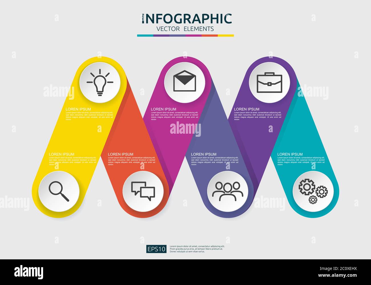 Modèle de conception d'élément d'infographie pour présentation, diagramme, flux de travail, rapport annuel. Informations sur la chronologie de la connexion de visualisation des données métier Illustration de Vecteur