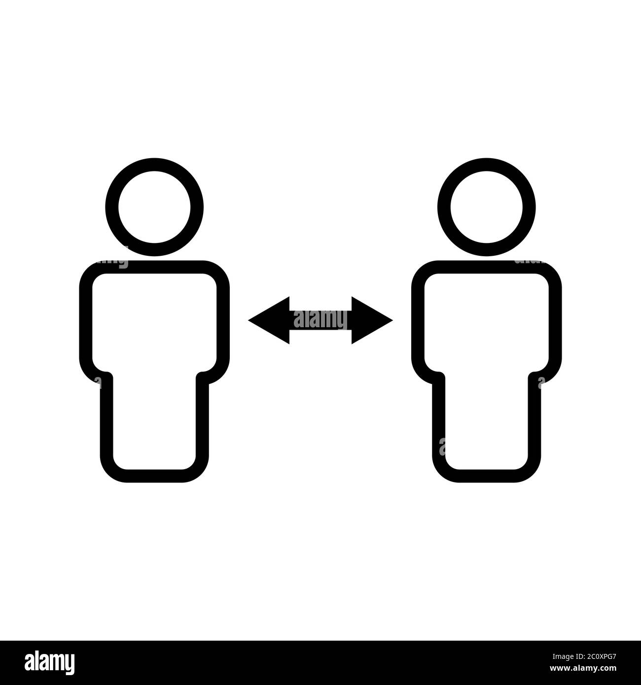 Symbole de ligne de distance sociale Illustration de Vecteur