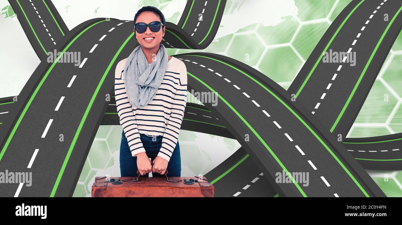 Composite image of asian woman avec assurance à la recherche de l'appareil photo Banque D'Images