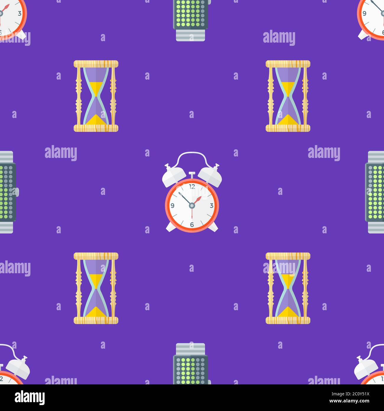 montre à cadran vectoriel, motif sans couture Banque D'Images