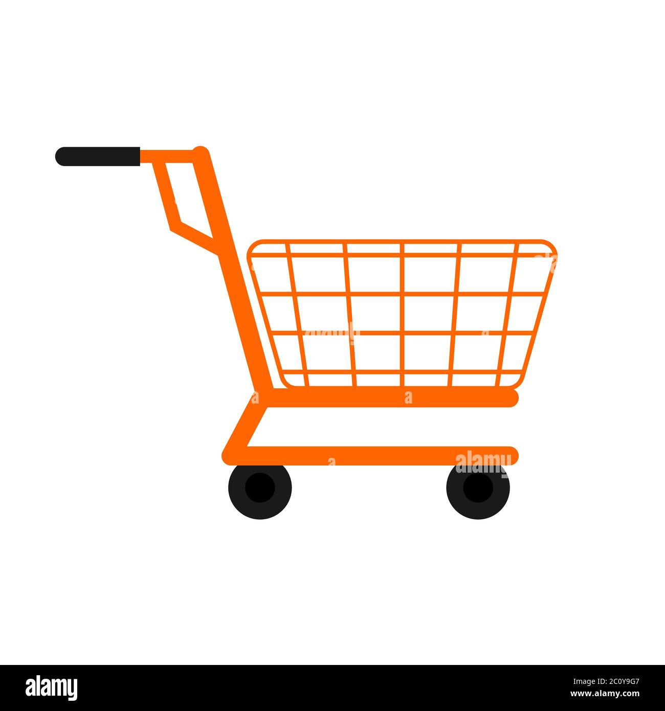 Chariot Orange Shopping sur fond blanc. Célèbre icône pour toute publicité comme le shopping en ligne ou la conception de supports d'impression. Illustration vectorielle avec calque Illustration de Vecteur