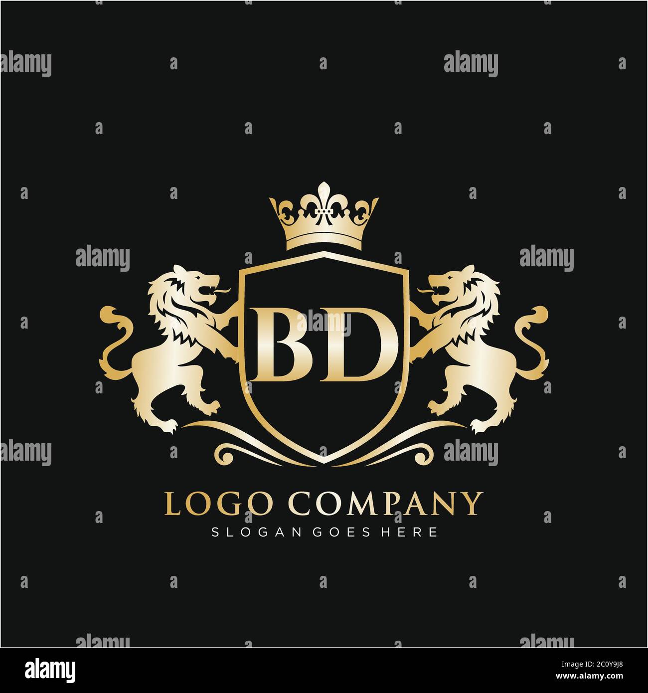 Lettre Initiale Avec Modele De Logo Lion Royal Image Vectorielle Stock Alamy