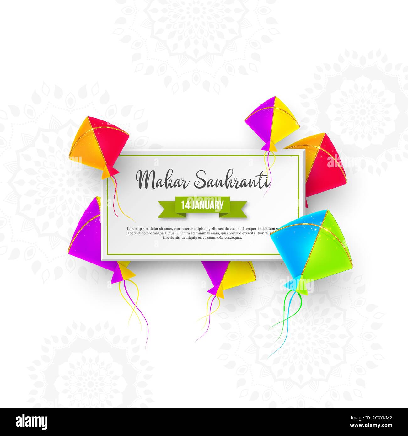 Makar Sankranti design de vacances avec cerfs-volants. Illustration de Vecteur