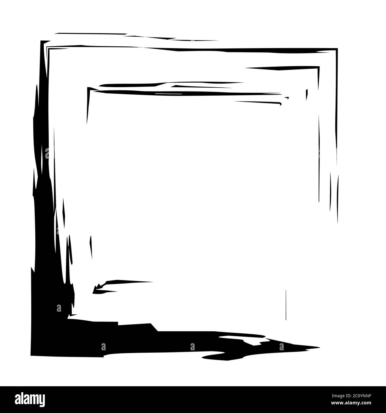 Vector grunge brush cadre carré d'encre aquarelle peinture Banque D'Images