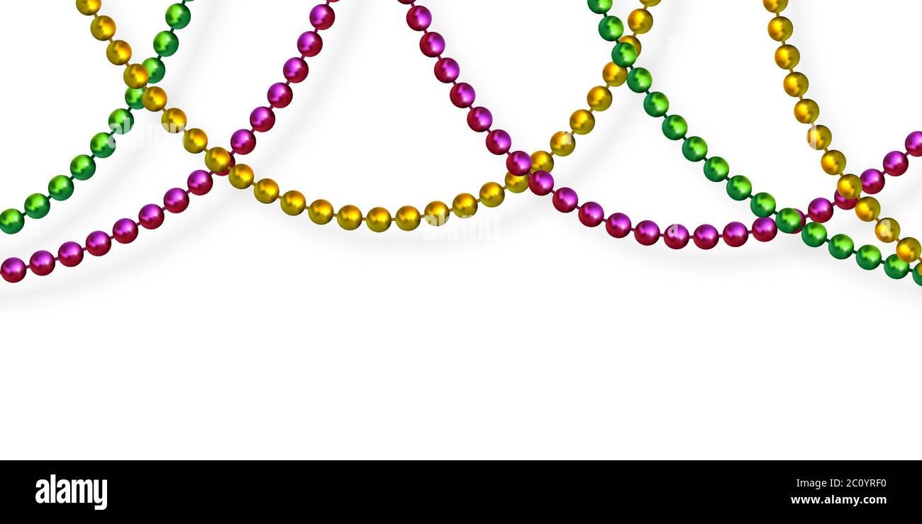 Perles Mardi gras dans des couleurs traditionnelles. Illustration de Vecteur