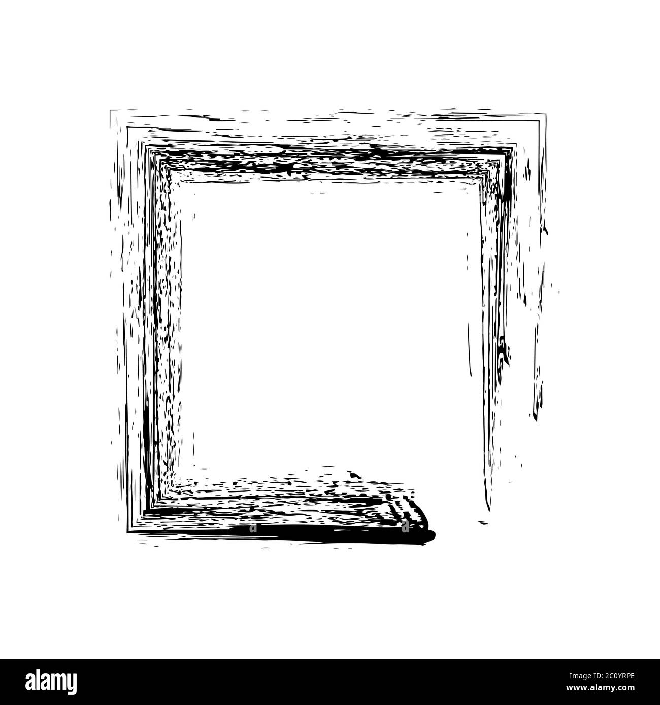 Vector grunge brush cadre carré d'encre aquarelle peinture Banque D'Images