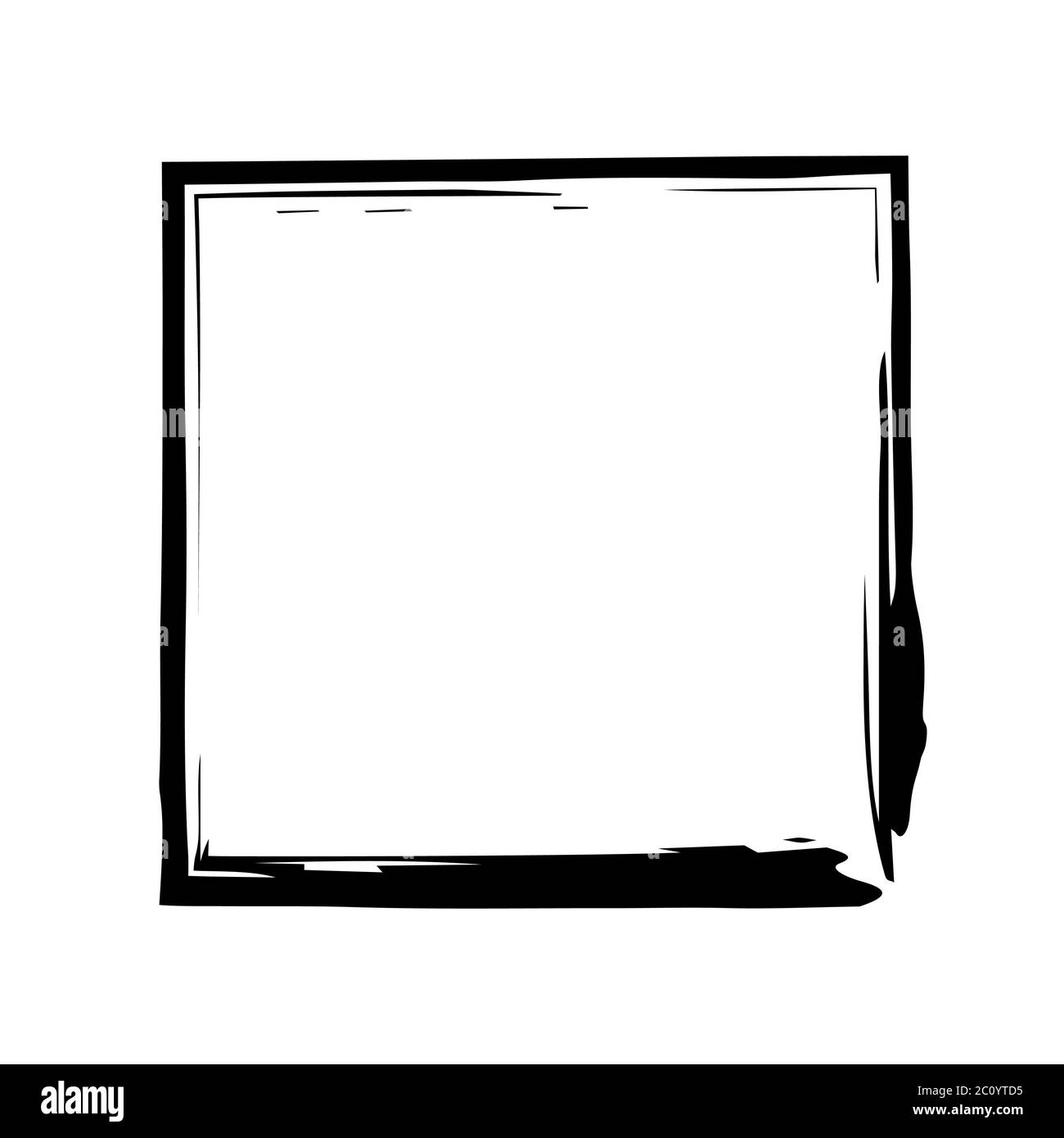 Vector grunge brush cadre carré d'encre aquarelle peinture Banque D'Images
