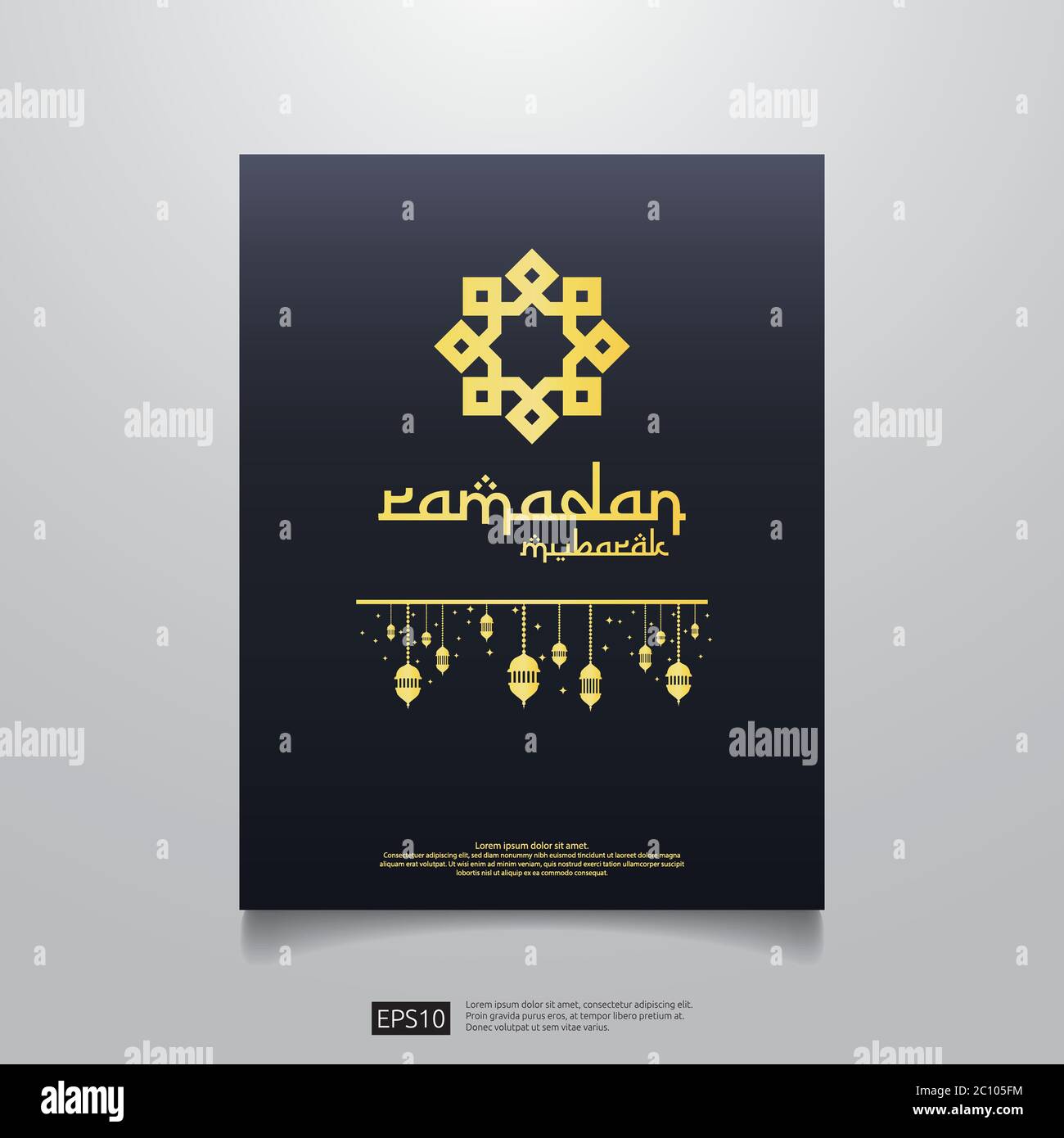 Ramadan Moubarak vecteur typographie avec le mandala islamique pour invitation bannière, fliyer, carte fond Illustration vectorielle. Célébration du Ramadan Illustration de Vecteur