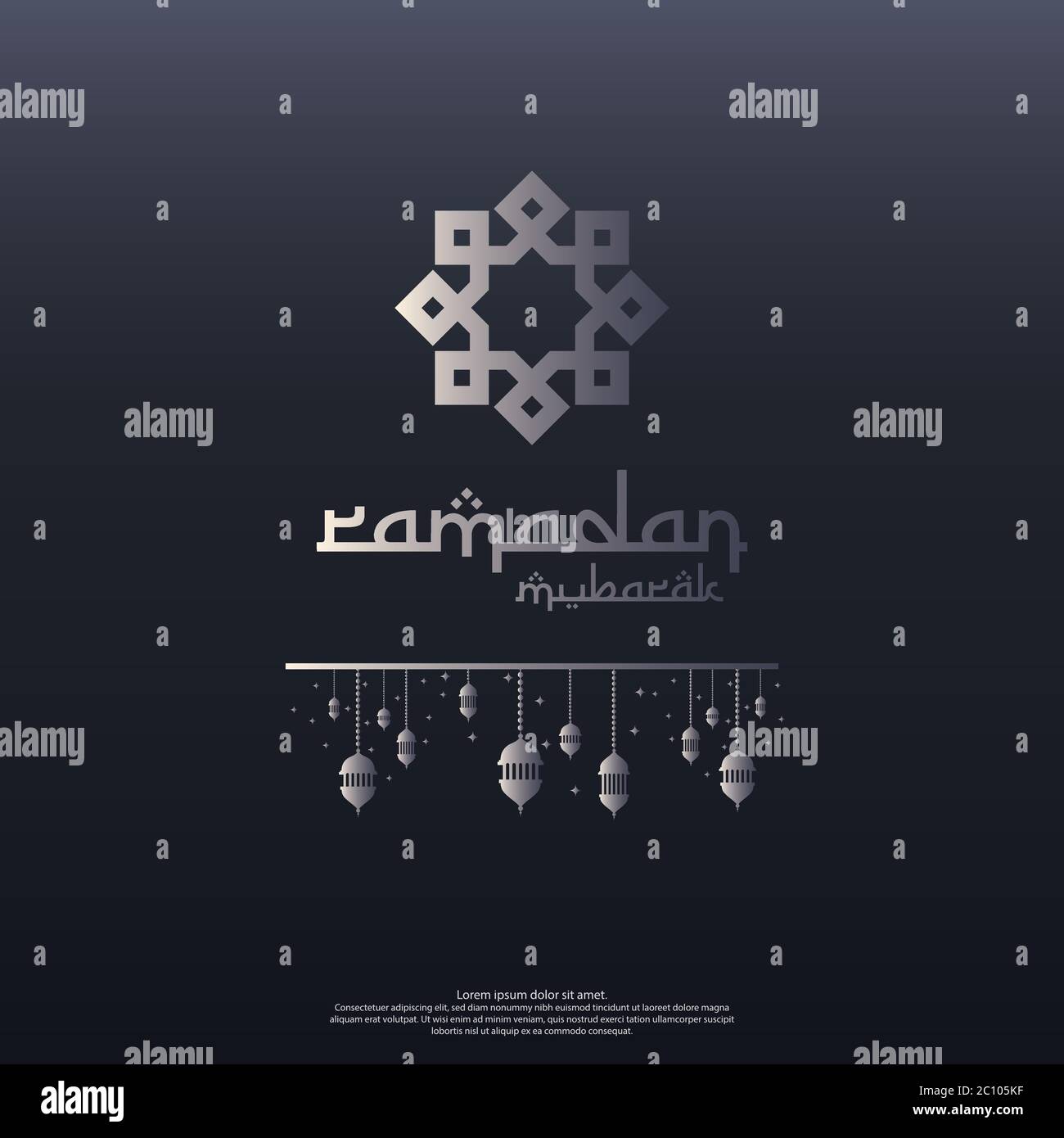 Ramadan Mubarak concept avec typographie vectorielle et abstrait islamique mandala pour invitation bannière, fliyer, carte fond ou couverture. Célébration Illustration de Vecteur