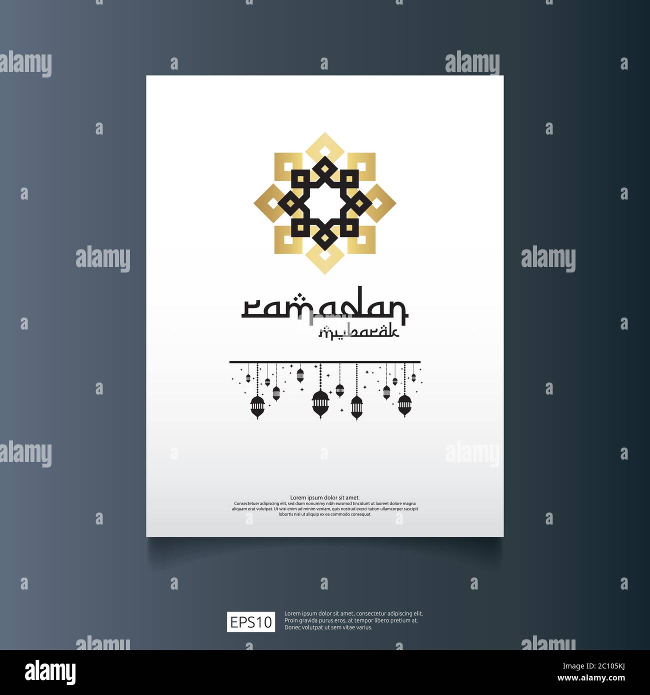 Ramadan Moubarak vecteur typographie avec le mandala islamique pour invitation bannière, fliyer, carte fond Illustration vectorielle. Célébration du Ramadan Illustration de Vecteur