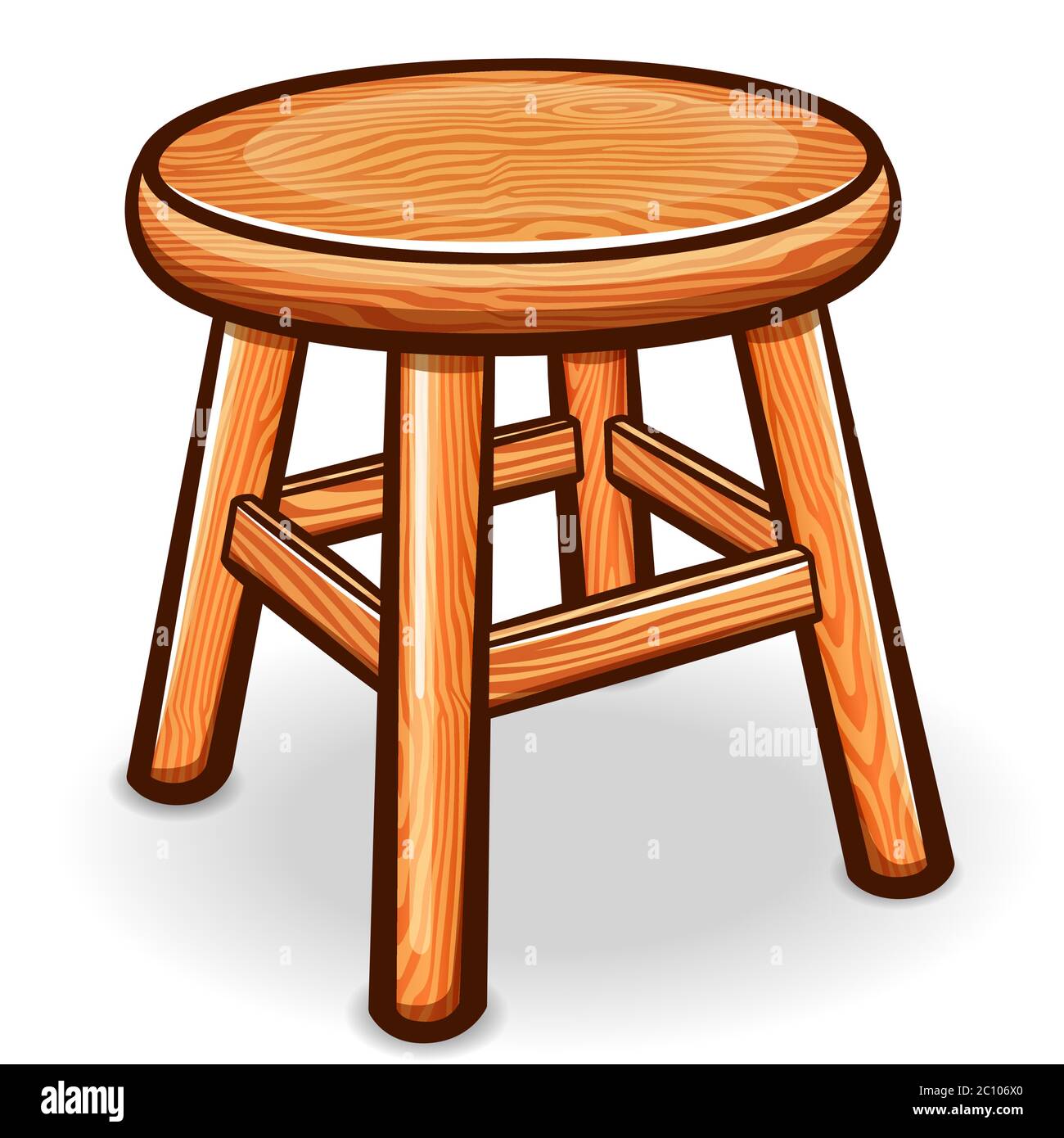Illustration vectorielle de tabouret en bois de dessin animé isolée Illustration de Vecteur