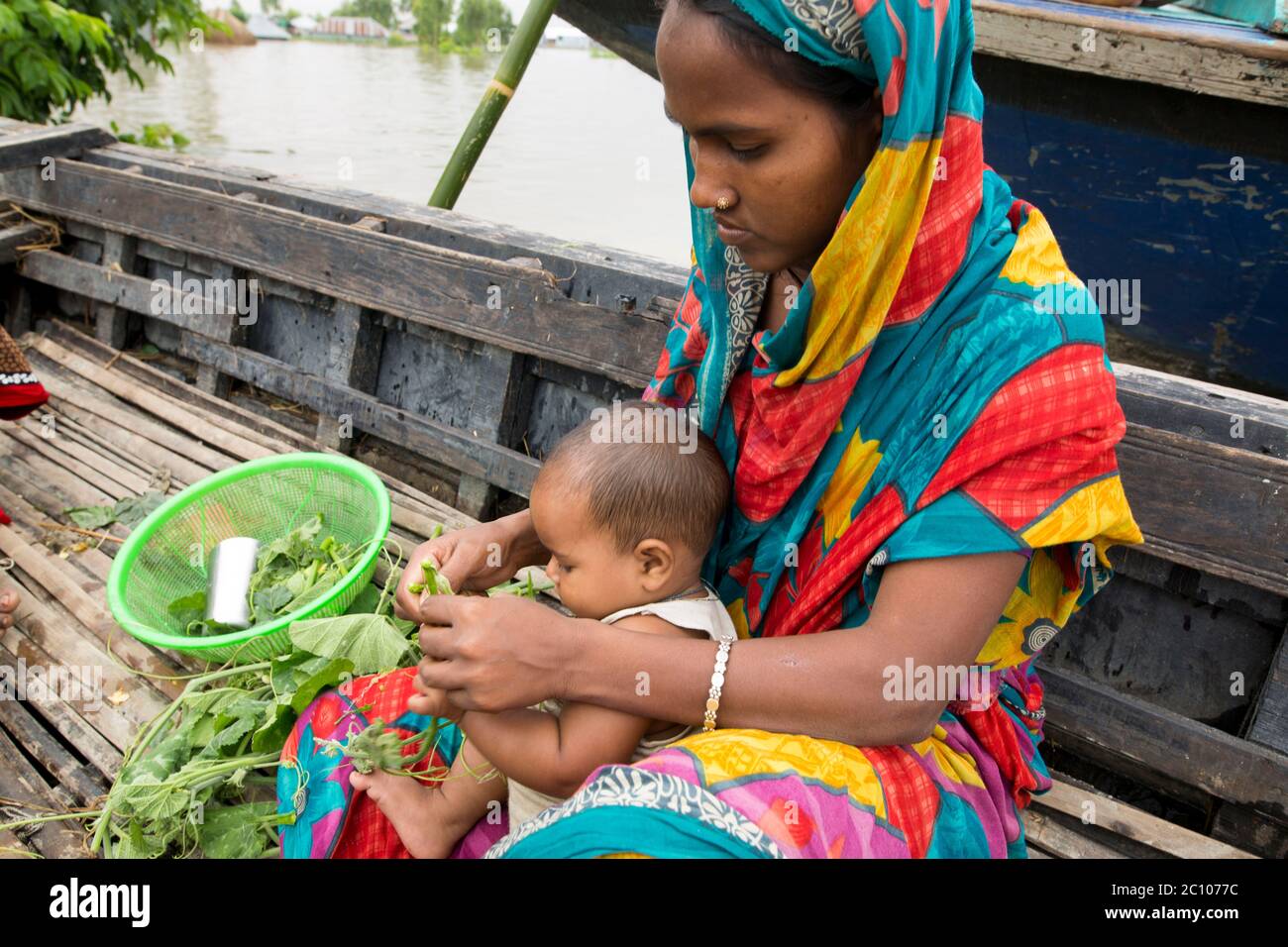 Zone touchée par les inondations au Bangladesh Banque D'Images