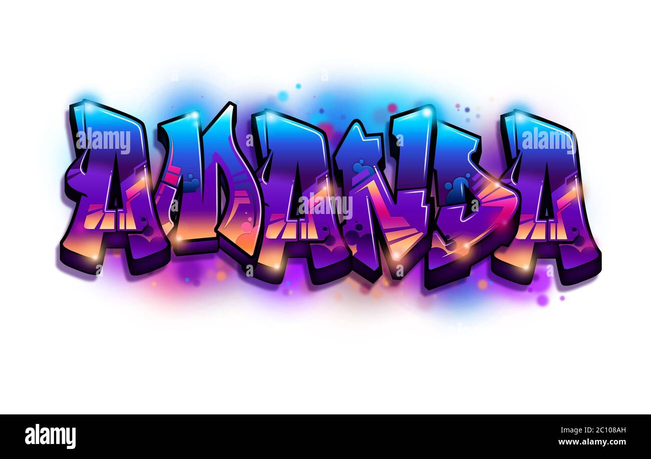 Amanda Nom texte Graffiti Word Design Banque D'Images