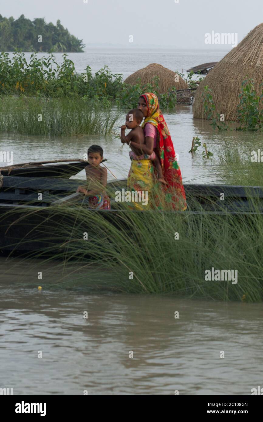 Zone touchée par les inondations au Bangladesh Banque D'Images