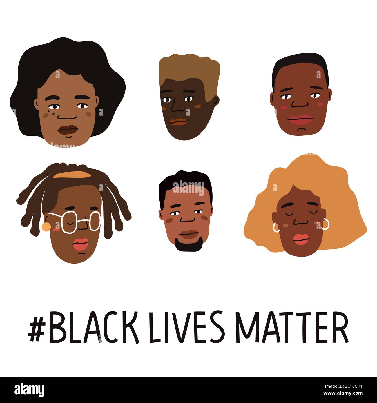 Poster dessiné à la main, collection de cartes, noir. Campagne contre la discrimination raciale de la couleur de peau sombre. Illustration vectorielle. Illustration de Vecteur