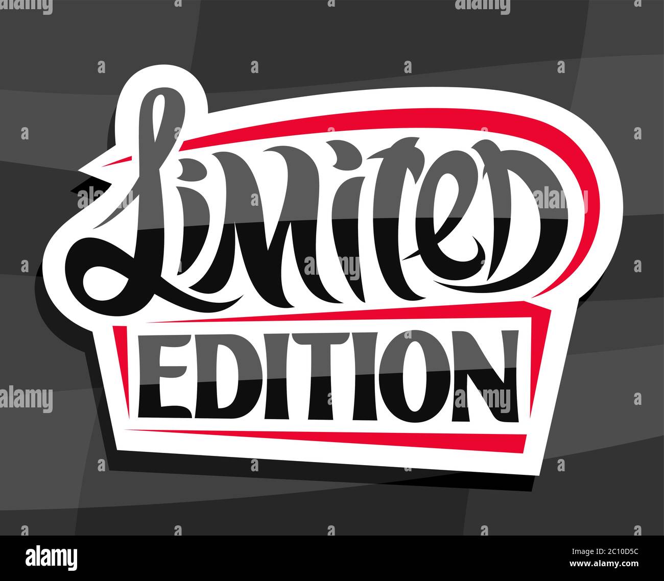 Logo Vector pour produit en édition limitée, prix décoratif blanc pour le vendredi noir ou le cyber lundi, avec inscription manuscrite unique pour les mots l Illustration de Vecteur