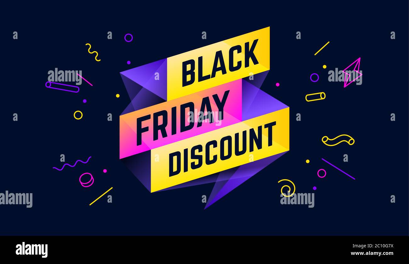 Réduction pour le Vendredi fou. bannière de vente 3d avec texte réduction Black Friday Illustration de Vecteur
