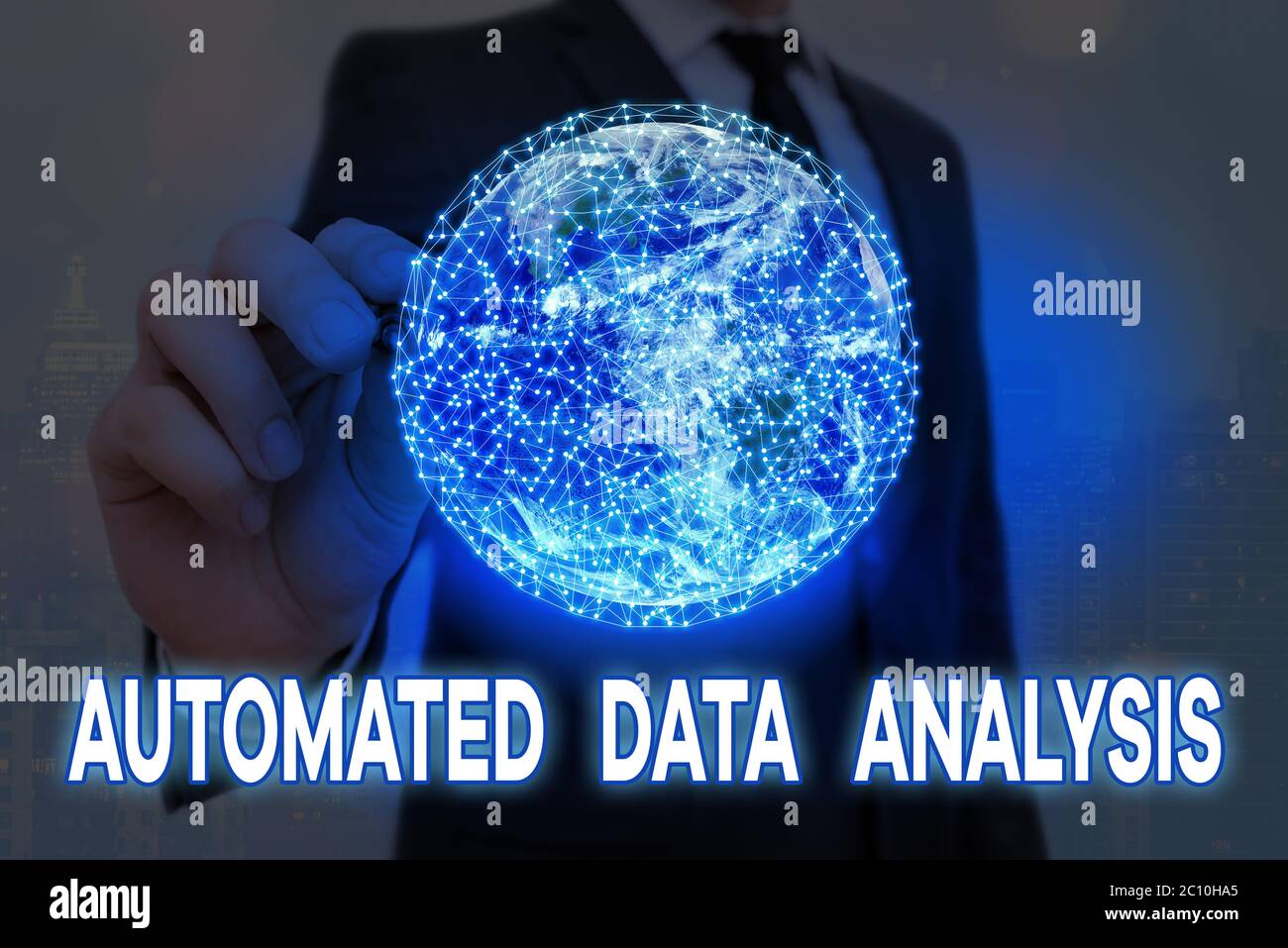 Texte d'écriture analyse automatique des données. Photo conceptuelle intelligence artificielle et technologie d'apprentissage profond éléments de cette image fournie par NA Banque D'Images