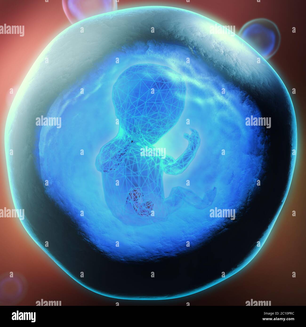 3d illustration d'un embryon génétiquement modifié piégés dans une bulle transparente bleu Banque D'Images