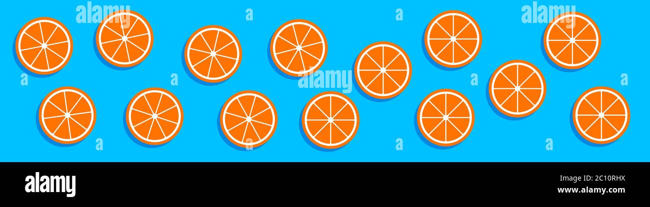Bannière Web avec tranches orange coupées. Illustration vectorielle plate. Illustration de Vecteur