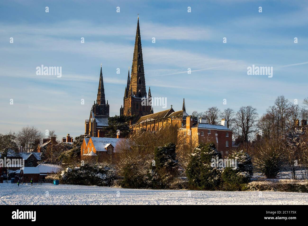 Cathédrale de Lichfield en hiver Banque D'Images