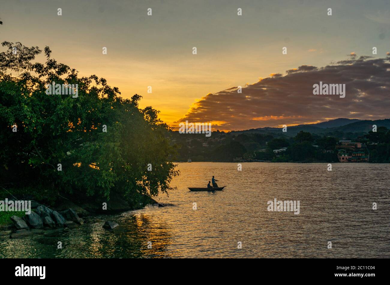 Lac Malawi Sunset Afrique Banque D'Images