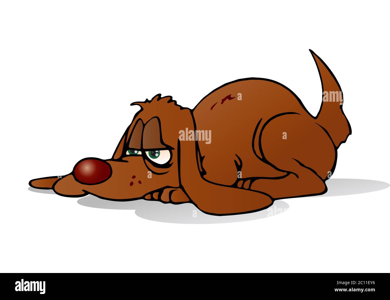 illustration d'un chien paresseux marron sur fond blanc isolé Banque D'Images