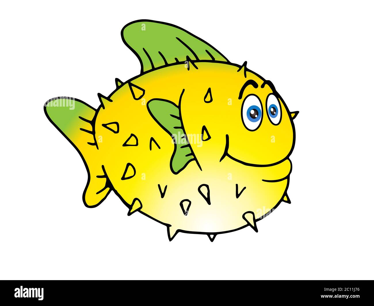 poisson-brochet à nageoire verte; illustration sous-marine - animaux d'un récif de corail sur blanc isolé Banque D'Images