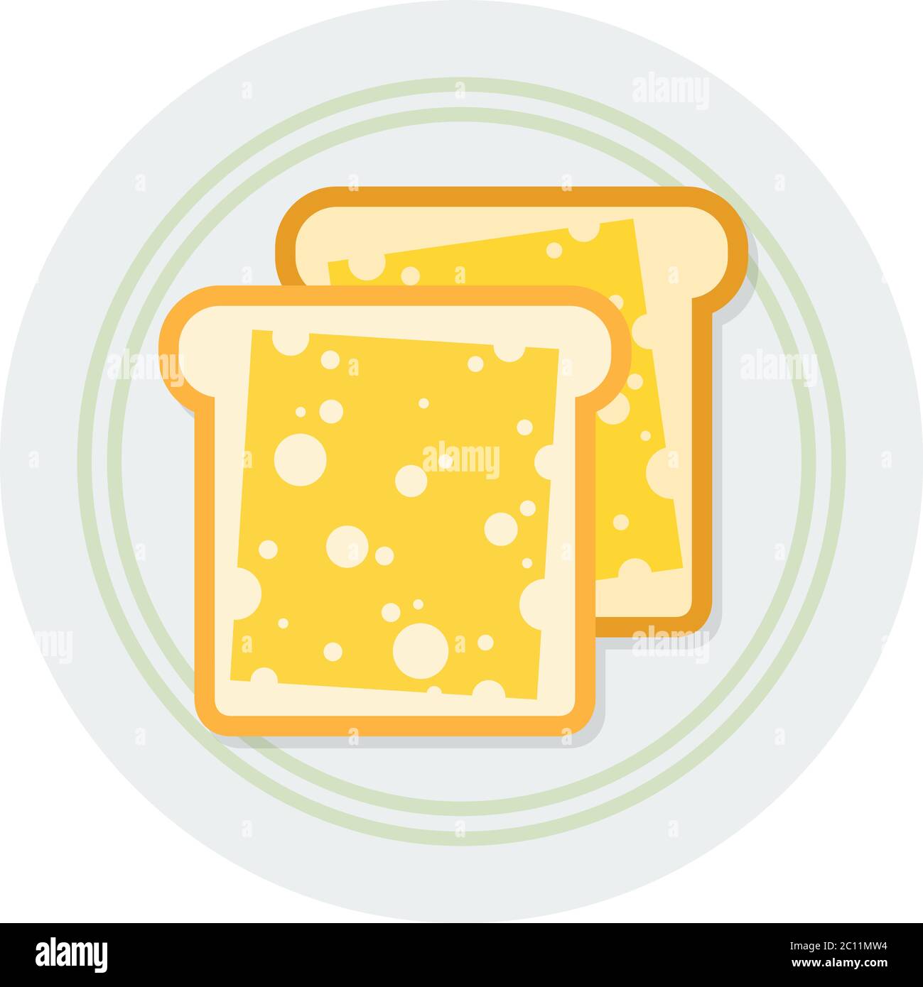 Sandwiches au fromage sur une plaque vecteur icône plate isolée Illustration de Vecteur