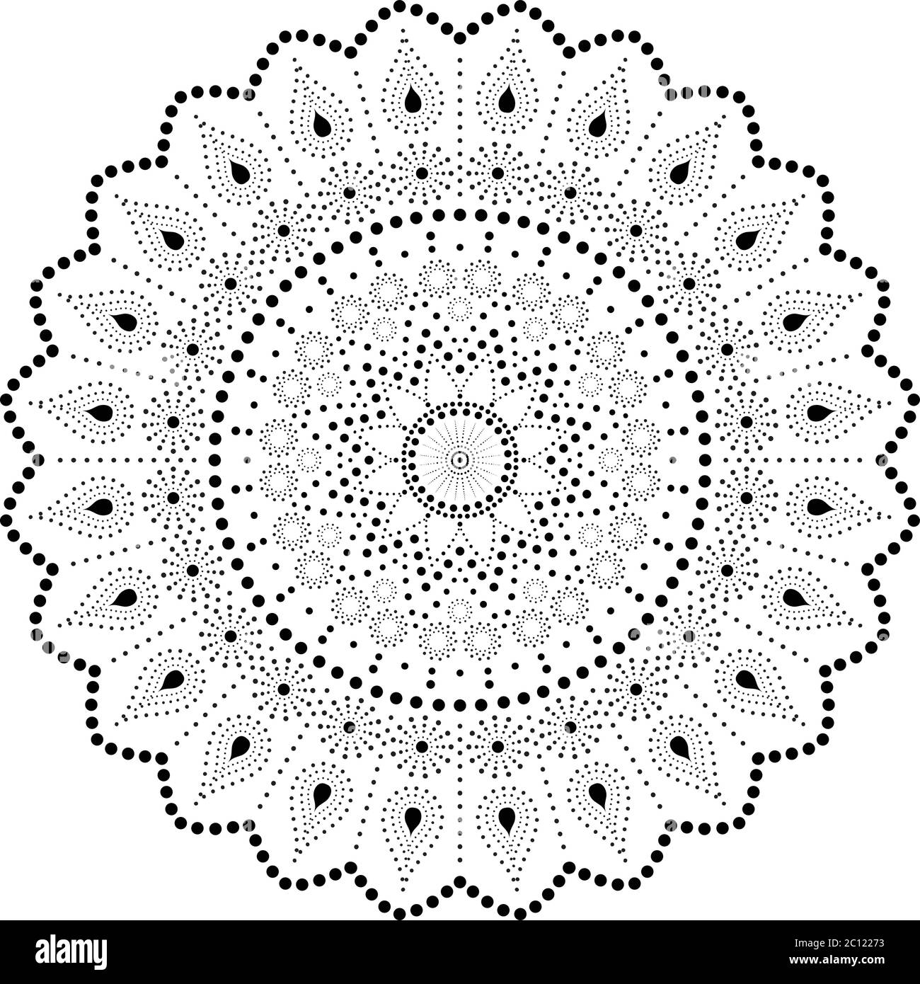 Mandala à partir de points noirs. Illustration de Vecteur