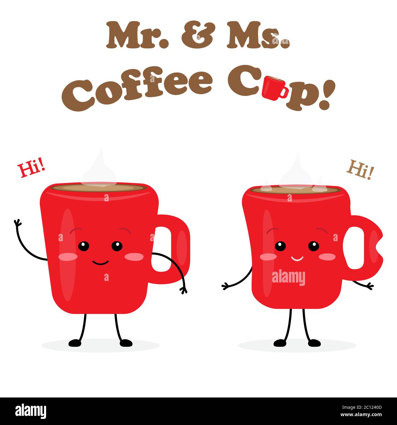 Illustration vectorielle de Mister and Missis Coffee Cup CUTE Characters Illustration de Vecteur
