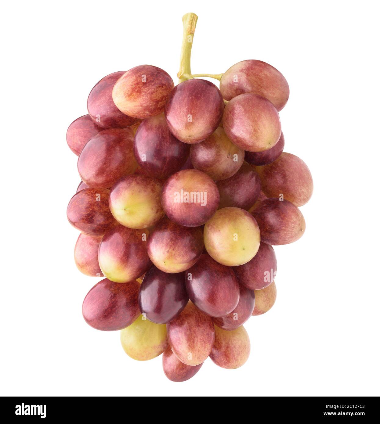 Bouquet de raisins du Globe rouge accroché à la vigne avec feuille isolée sur fond blanc avec passe-cheveux Banque D'Images