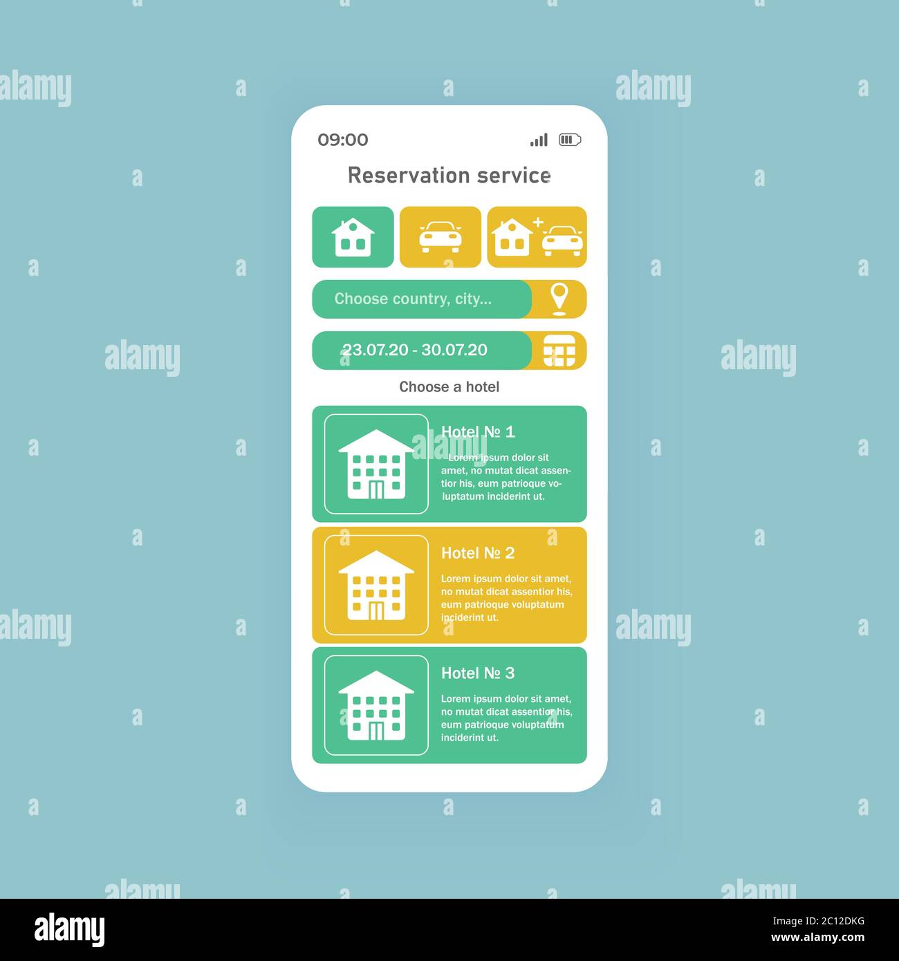 Modèle de vecteur d'interface de smartphone du service de réservation Illustration de Vecteur