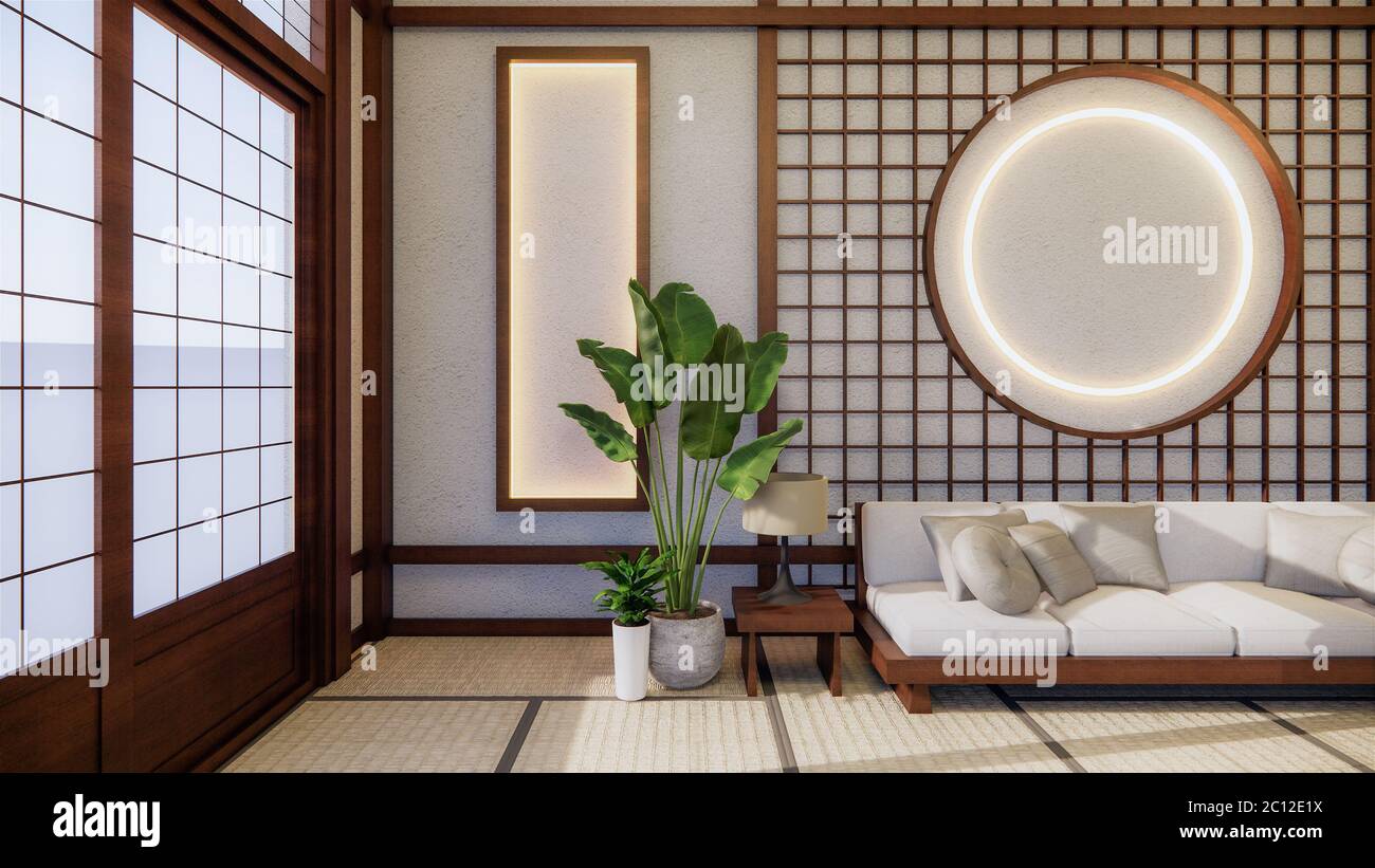 Et Le Canapé Décoration Japonaise Sur L'intérieur De La Chambre