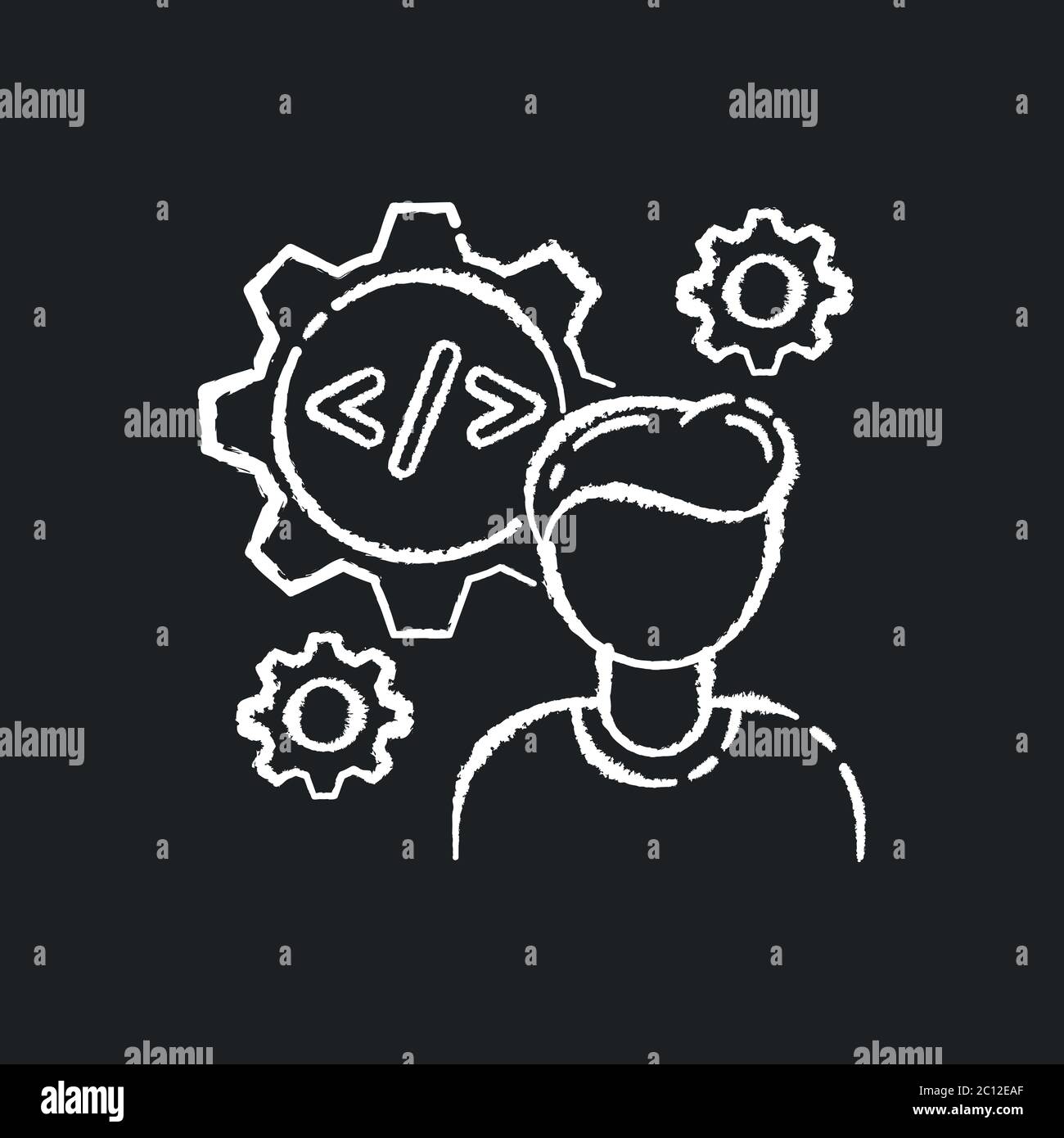 L'ingénieur logiciel affiche une icône blanche sur fond noir Illustration de Vecteur