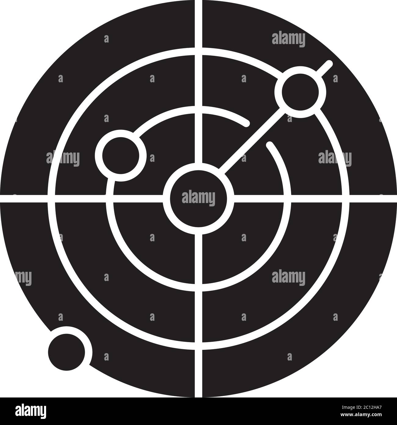 Icône de glyphe noir du radar de navigation Illustration de Vecteur