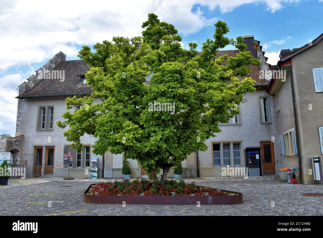 Château Laufen-Uhwiesen à Schaffhausen Suisse sans touristes pendant la crise de la couronne Banque D'Images