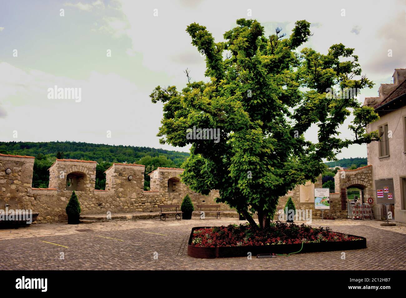 Château Laufen-Uhwiesen à Schaffhausen Suisse sans touristes pendant la crise de la couronne Banque D'Images